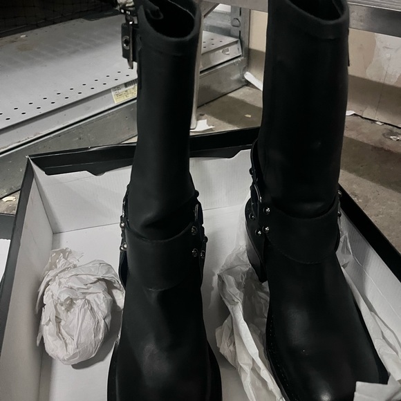 Black Leather Buckle Boots - Picture 3 of 4